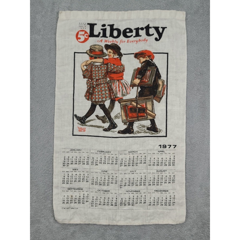 1977 Vintage‎ Calendar Liberty Library Corp Linen School Days Repro
